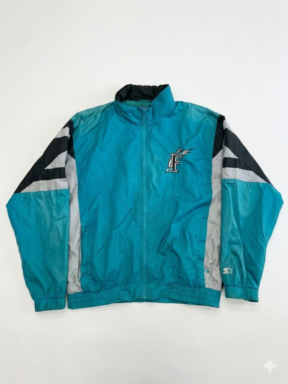 Vintage 90s Florida Marlins Starter Track Jacket Teal Zip Up Windbreaker M